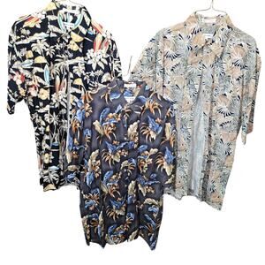 Pierre Cardin 90s Hawaiian Shirt Lot of 3 Men’s Medium Cotton Vintage